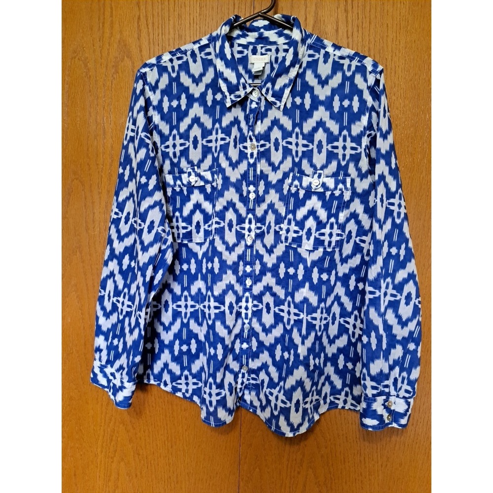 Chico's Women's Cotton Long Sleeve Button-Up Shirt Blouse Top XL 16